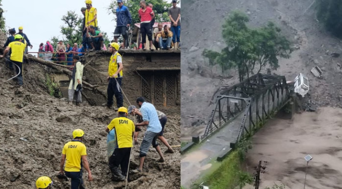 रुद्रप्रयाग में तबाही: छेनागाड़ भूस्खलन से 15 दुकानें-घर ढहे, 8 लोग लापता, महिला की मौत