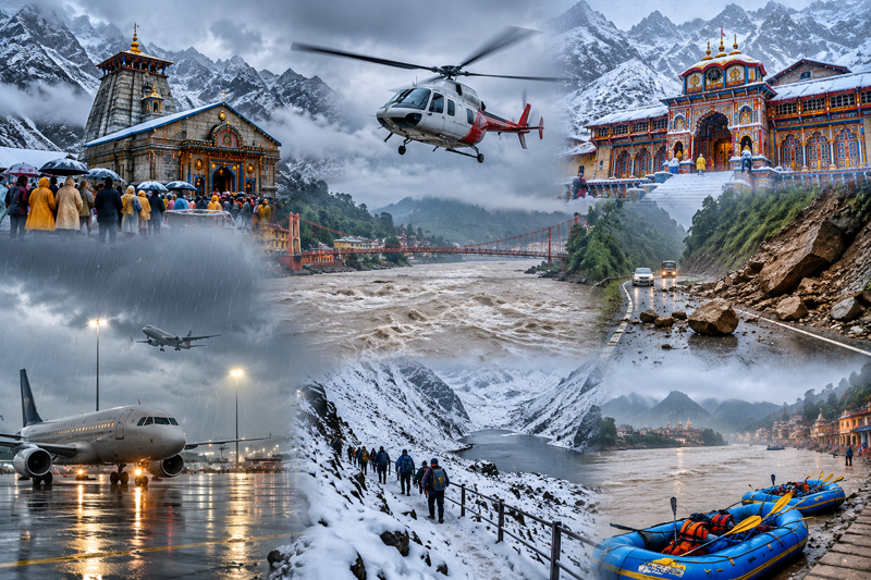 उत्तराखंड में मौसम का कहर: चारधाम यात्रा स्थगित, 57 सड़कें बंद, हेलीकॉप्टर सेवा भी प्रभावित